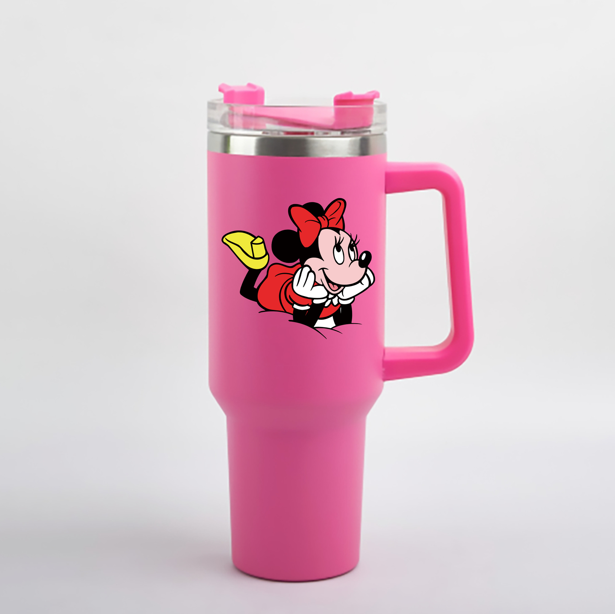 （画像用） ミッキーマウス Mickey Mouse 1200mL車用タンブラー - クリスタルステッカー（プラスチックストロー付き）